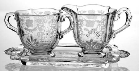 Shirley Baroque Individual Creamer&Sugar on Tray