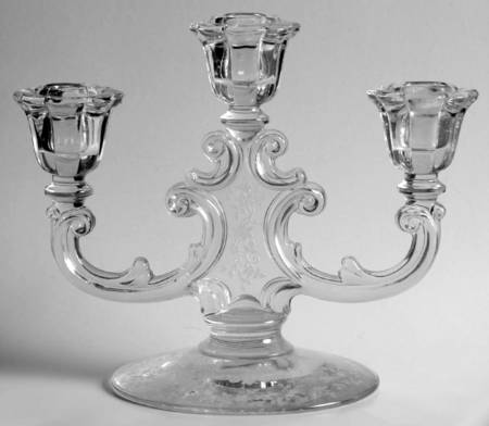 Springtime (Stem #6012, Etch 318) 3 Light Candlestick