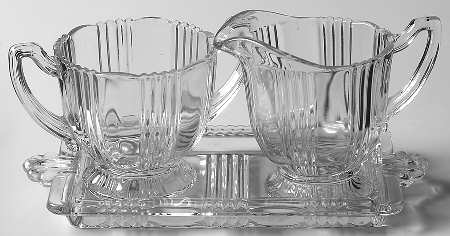Sunray Clear Creamer, Sugar and Tray Set