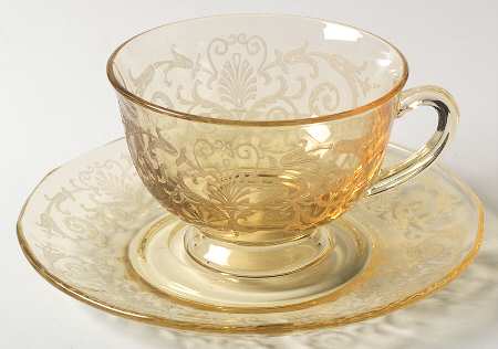 Versailles Topaz (No Trim) Footed Cup & Saucer Set