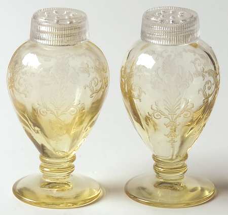 Versailles Topaz (No Trim) Footed Shaker Set & Glass Lids