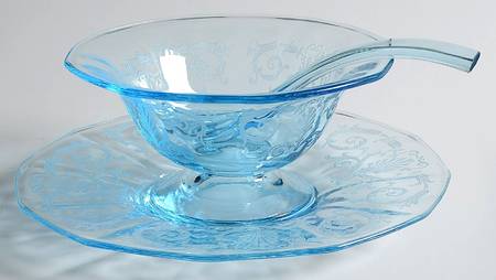 Versailles Blue (No Trim) Mayonnaise Bowl, Underplate and Ladle