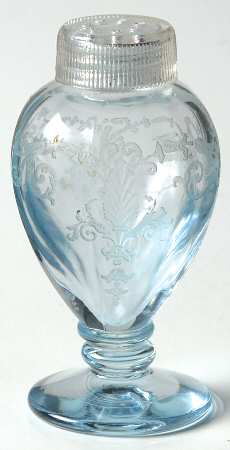 Versailles Blue (No Trim) Footed Shaker & Glass Lid