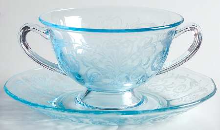 Versailles Blue (No Trim) Bouillon Cup & Saucer Set