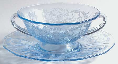 Versailles Blue (No Trim) Cream Soup & Saucer Set
