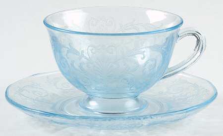 Versailles Blue (No Trim) Footed Cup & Saucer Set