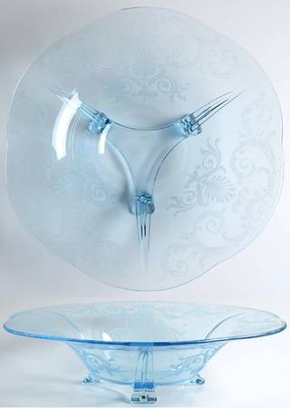 Versailles Blue (No Trim) 12" 3-Toed Footed Bowl