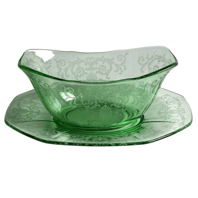 Versailles Green (No Trim) Sauce Boat with Underplate