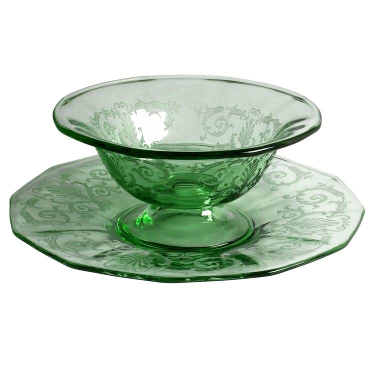 Versailles Green (No Trim) Mayonnaise Bowl and Underplate