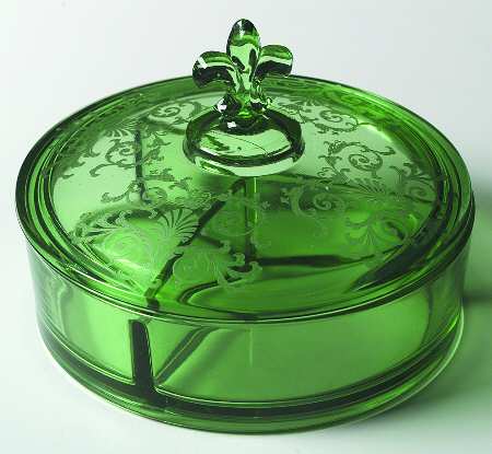 Versailles Green (No Trim) 3-Part Candy Dish with Lid
