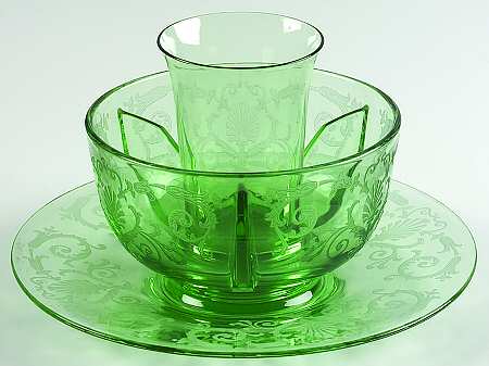 Versailles Green (No Trim) Ice Dish with Insert & Und Tomato