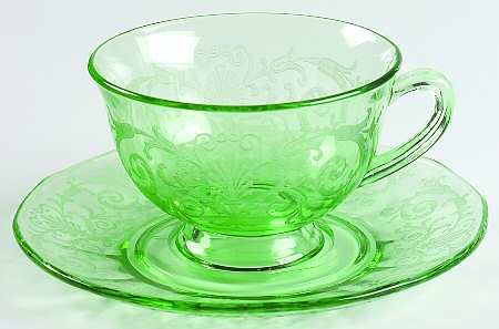Versailles Green (No Trim) Footed Cup & Saucer Set
