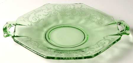 Versailles Green (No Trim) Lemon Plate with Square Handle