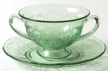 Versailles Green (No Trim) Bouillon Cup & Saucer Set