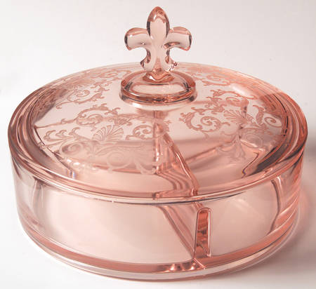 Versailles Pink 3-Part Candy Dish with Lid