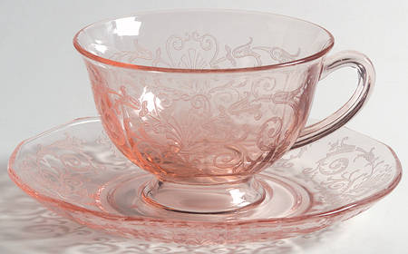 Versailles Pink Footed Cup & Saucer Set