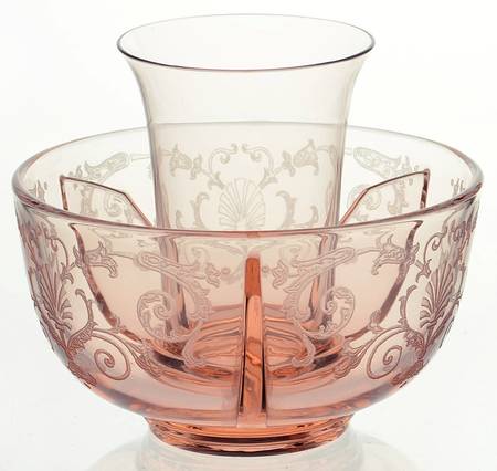 Versailles Pink Ice Dish with Tomato Insert