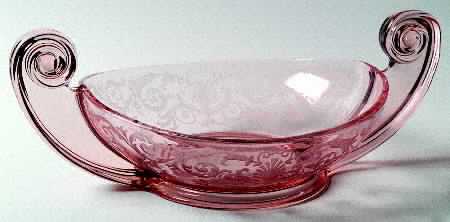 Versailles Pink 14" Oval Handled Bowl
