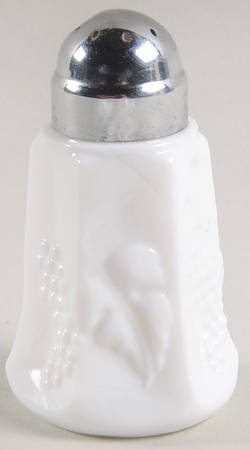 Vintage Milk Glass Footed Shaker & Metal Lid
