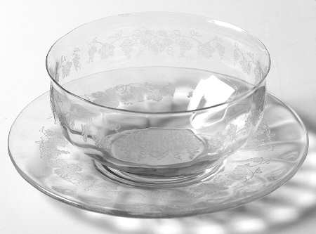 Vintage (Etched, Optic) Finger Bowl & Underplate