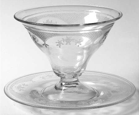 Virginia Clear (Older, Etched) Mayonnaise Bowl and Underplate