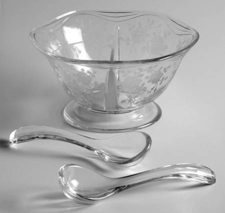 Willowmere Divided Mayonnaise and 2 Ladles by Fostoria