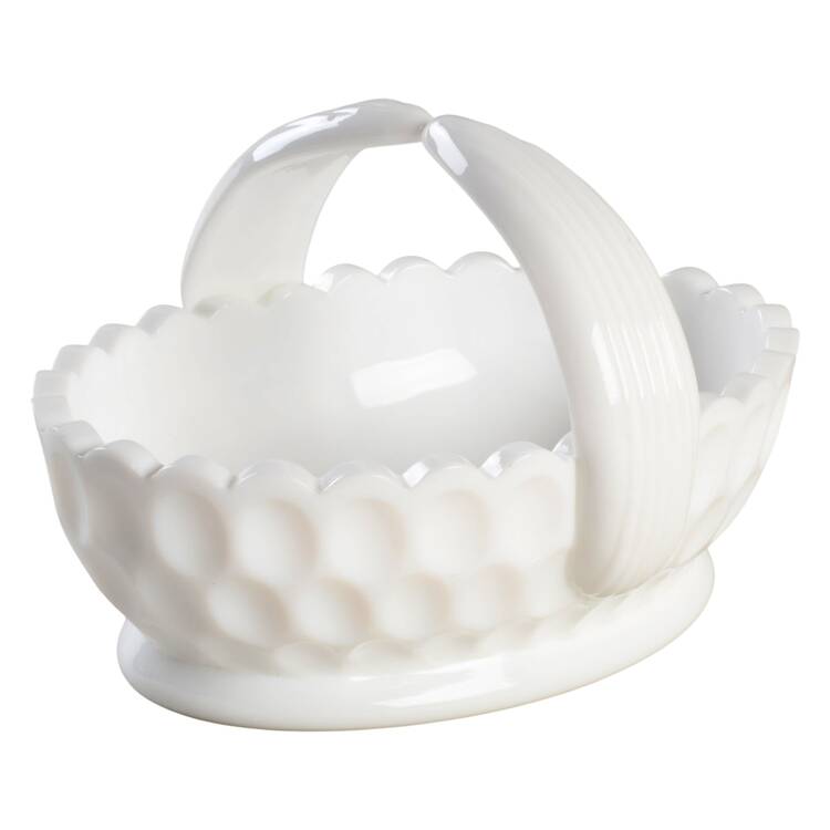 Thumbprint Milkglass #4430 Thumbprint 6" Basket