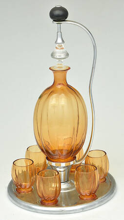 Farber Crystal (Chrome) 9 Piece Cordial Set (6 COR, CDECC, MTCOS9