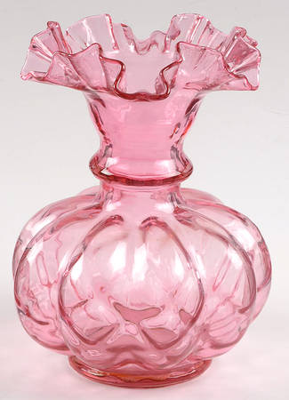 Diamond Optic Ruby (Overlay) 8" Flower Vase