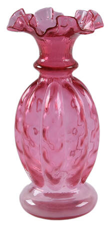 Diamond Optic Ruby (Overlay) 8" Flower Vase