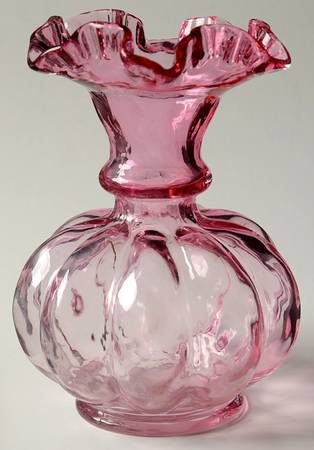 Diamond Optic Ruby (Overlay) 5" Flower Vase