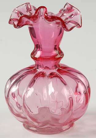 Diamond Optic Ruby (Overlay) 4" Flower Vase