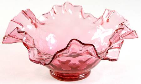 Diamond Optic Ruby (Overlay) 7" Round Bowl