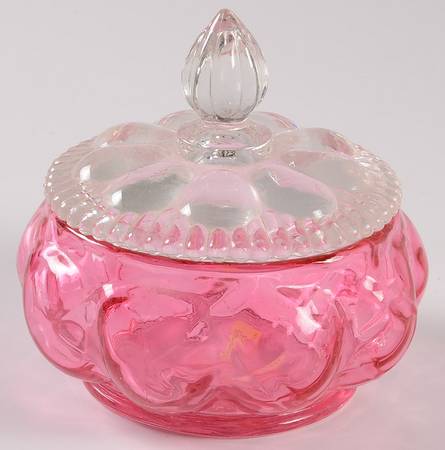 Diamond Optic Ruby (Overlay) Powder Jar & Lid