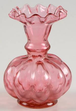 Diamond Optic Ruby (Overlay) 4" Flower Vase