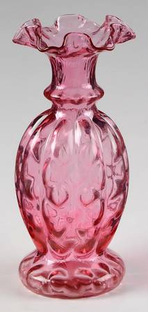 Diamond Optic Ruby (Overlay) 9" Flower Vase
