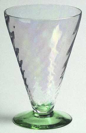 5082-5282 Green Clear Swirl Iridescent Footed Tumbler