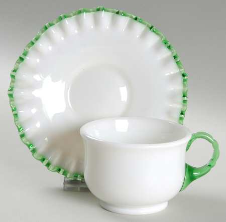 Emerald Crest Cup and Saucer Set by Fenton