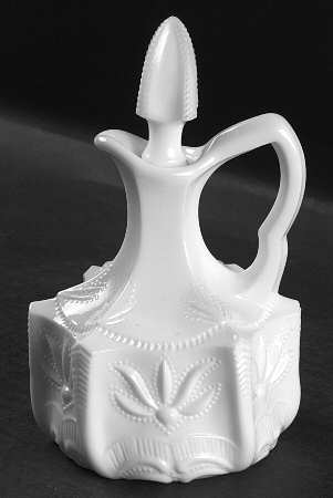Cactus Milk Glass Cruet & Stopper
