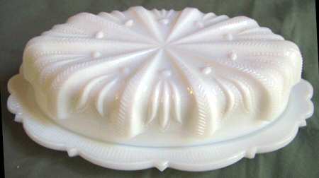 Cactus Milk Glass 1/4 Pound Covered Butter