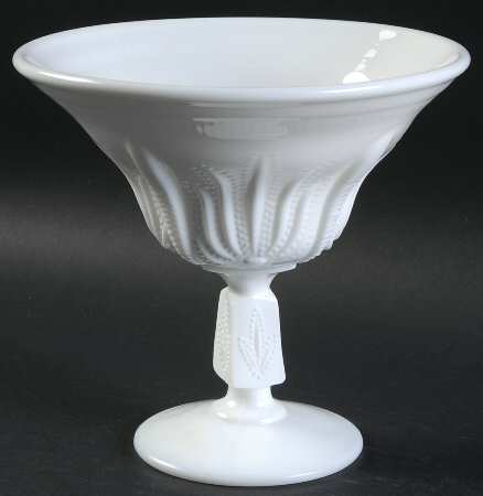 Cactus Milk Glass Footed Open Nut Dish