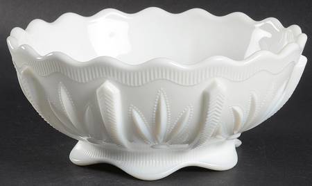 Cactus Milk Glass 8" Footed Bowl