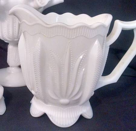 Cactus Milk Glass Creamer