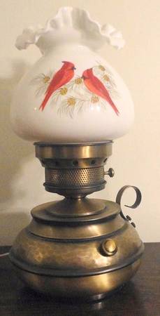 Cardinals In Winter Colonial Lamp