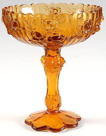 Rose Amber Round Compote (Height X Width)