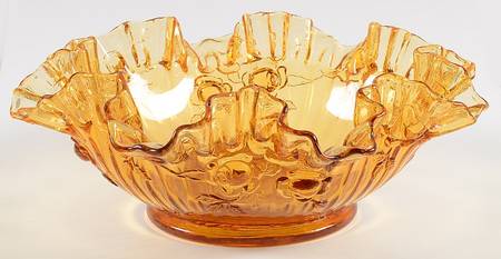 Rose Amber 9" Round Crimped Bowl