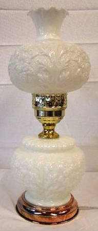 Poppy Milkglass Electric Lamp with Globe and Shade