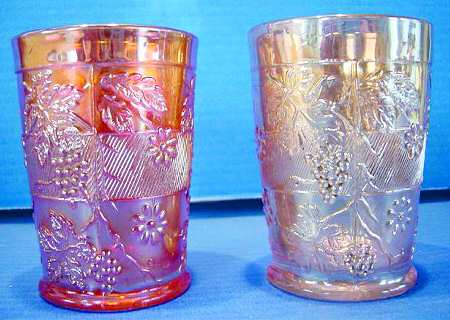 Floral and Grape Variant Marigold (Carnival) Flat Tumbler