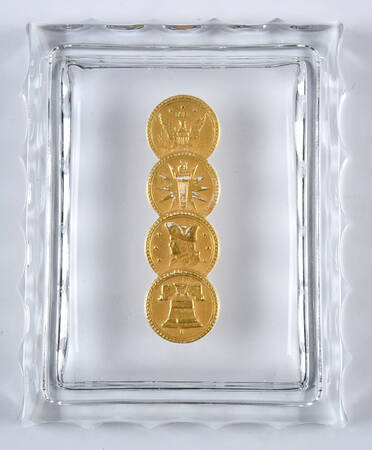 Coin Glass Gold Decoration (Stem 1372) Lid for Cigarette Box