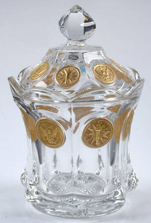 Coin Glass Gold Decoration (Stem 1372) Candy Dish & Lid